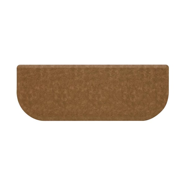 Clarance Beige 17.5 in. x 48 in. Floral Synthetic Kitchen Mat