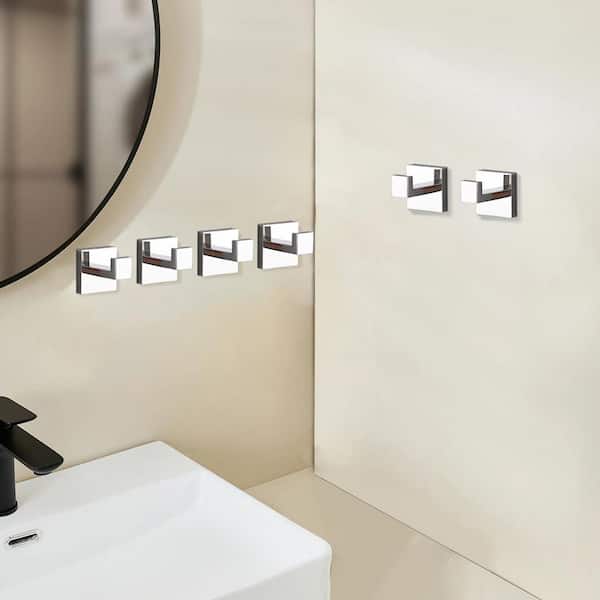 6-Pack J-Hook Wall-Mounted Stainless Steel Bathroom Robe/Towel Hook in Chrome for Bathroom Kitchen
