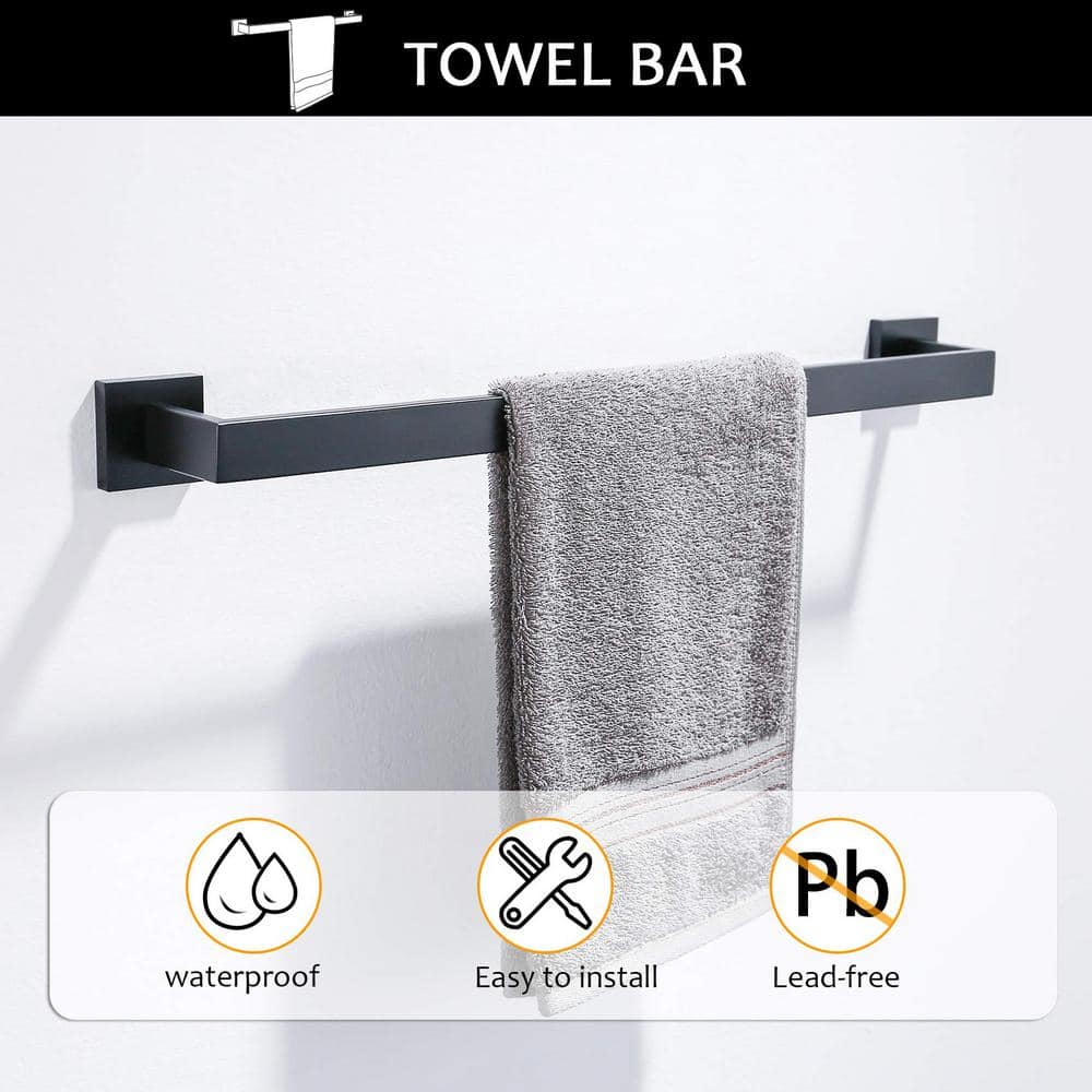 Matte Black 5-Piece Stainless Steel Bathroom Hardware Set