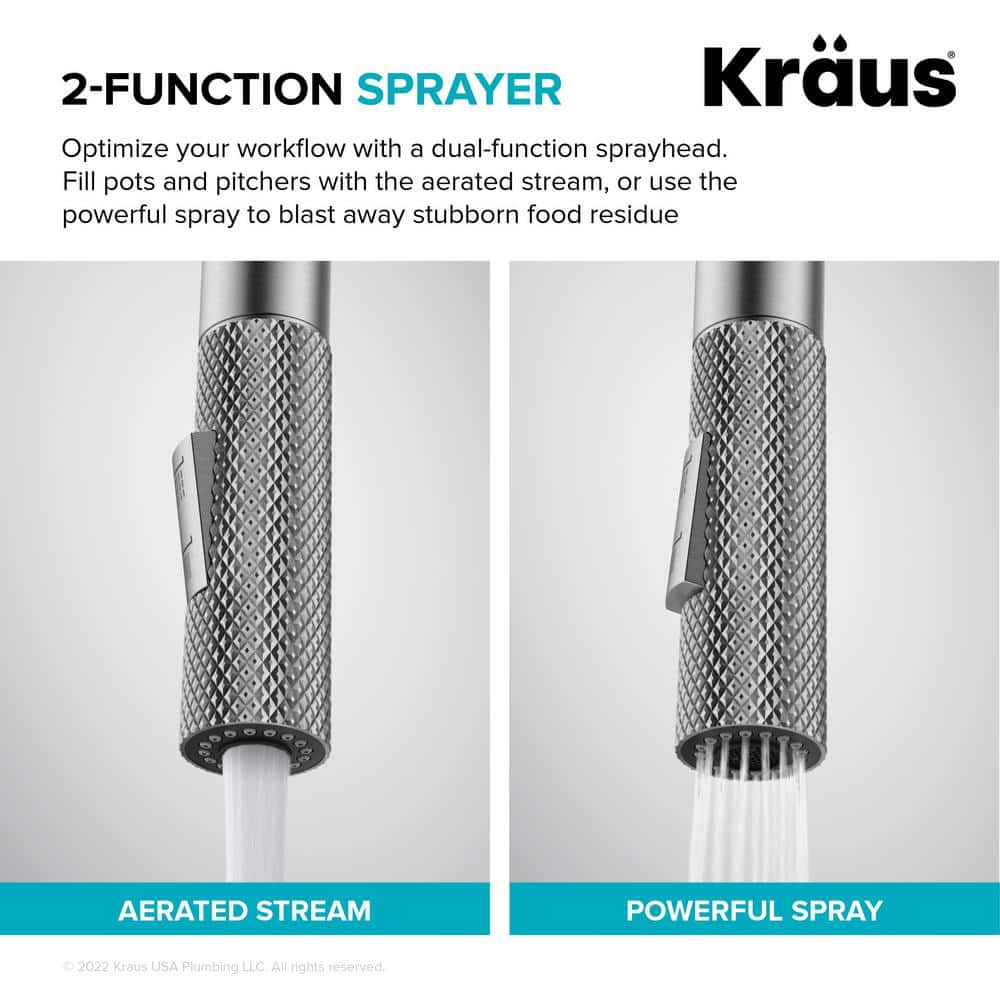 Stainless Steel Industrial Pull-Down Kitchen Faucet with Spray
