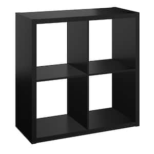 30 in. H x 29.84 in. W x 13.50 in. D Black Wood Large 4-Cube Organizer