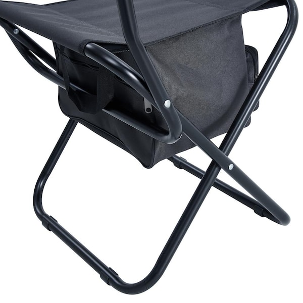 Gray Folding Outdoor Seat Steel Tube Material Portable Chair with Storage Bag (4-Piece Set)
