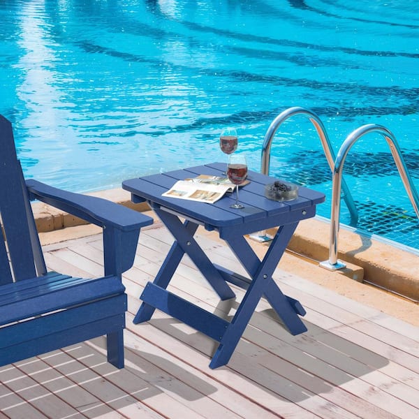 Navy Blue HDPE Outdoor Foldable Side Table OUT-D-248 - The Home Depot