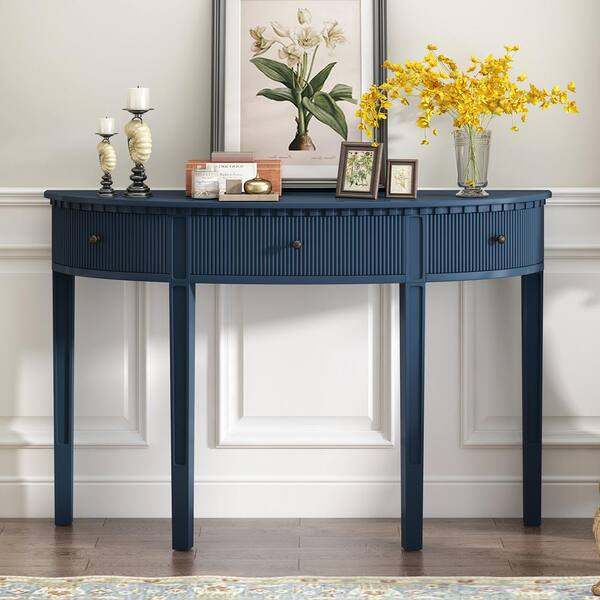 51.1 in. W x 13.7 in. D x 33.4 in. H Navy Blue Linen Cabinet with