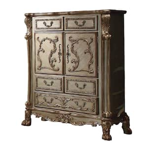 Dresden 5-Drawer Gold Patina and Bone Chest of Drawer (55 in. H X 43 in. W X 20 in. D)