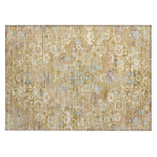 Chantille Machine Washable Indoor/Outdoor Abstract ACN2782 Gold 2 ft. x 3 ft. Accent Rug