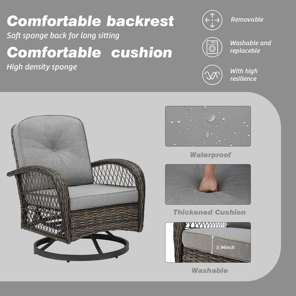 3-Piece Wicker Outdoor Rocking Chair, Patio Conversation Set