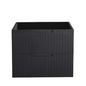 23 in. W x 17.9 in. D x 18.5 in. H MDF Floating Bath Vanity Cabinet without Top in Black with 2 Drawers