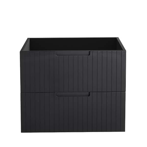 FUNKOL 23 in. W x 17.9 in. D x 18.5 in. H MDF Floating Bath Vanity Cabinet without Top in Black with 2 Drawers