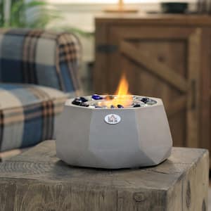 9 in. W Direct Vent Portable Concrete Tabletop Ethanol Fireplace with Lid in Light Gray