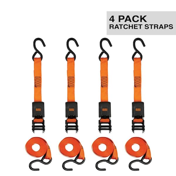 1 in. x 12 ft./1500 lbs. Break Strength Ratchet Straps (4-Pack)