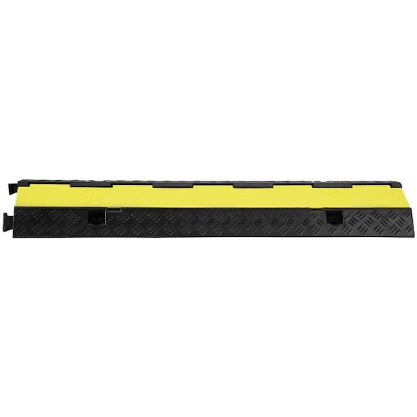 3-Pieces Rubber Cable Protector Ramp, 0 in. x 3.2 ft., 2-Channel, 12000 lbs./Axle Capacity Heavy-Duty Wire Cover Conduit