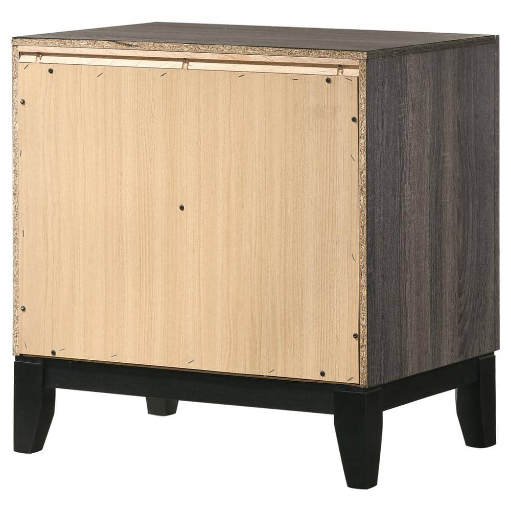 Watson 24" Gray Oak and Black 2-Drawer Nightstand