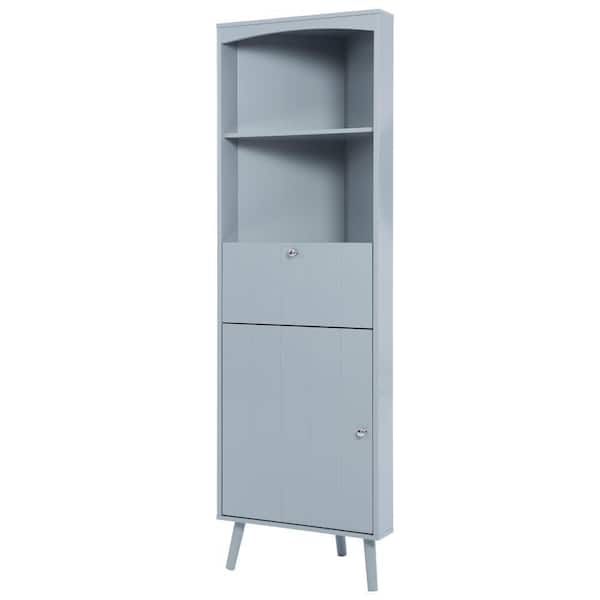EPOWP 20 in. W x 14 in. D x 63 in. H Blue Wood Freestanding Linen Cabinet  with Adjustable Shelves in Blue LX-WF295063AAG - The Home Depot