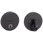 Uptown Low Profile Matte Black Round Single Cylinder Contemporary Deadbolt with Smart Key Security