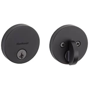 Uptown Low Profile Iron Black Round Contemporary Single Cylinder Deadbolt featuring SmartKey Security