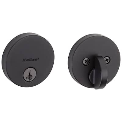 Uptown Low Profile Matte Black Round Single Cylinder Contemporary Deadbolt with Smart Key Security