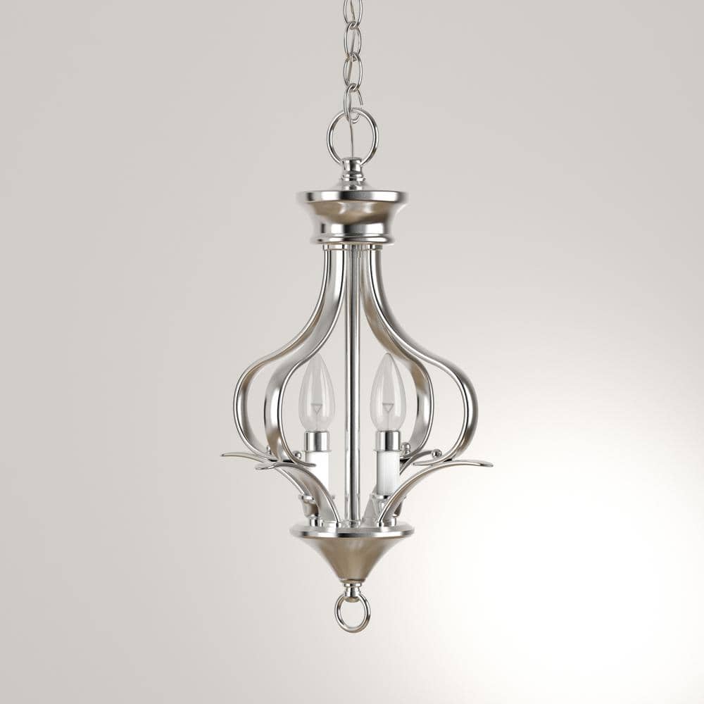 Trinity Brushed Nickel 2-Light Foyer Fixture with Glass Shades