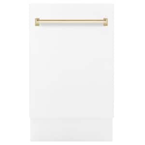 Autograph Edition 18 in. Top Control 8-Cycle Tall Tub Dishwasher with 3rd Rack in White Matte and Polished Gold