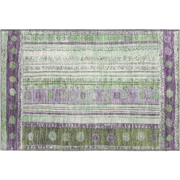 Mayfield Premium Machine Washable Abstract AMF1963 Purple 2 ft. x 3 ft. Accent Rug