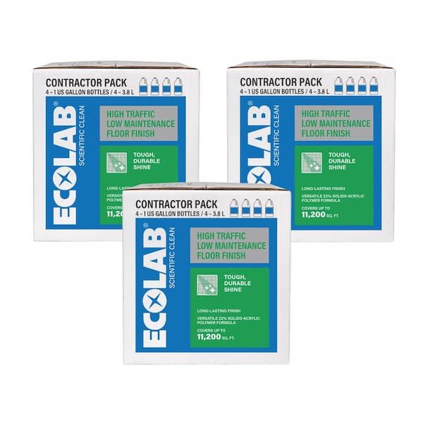 ECOLAB 1 Gal. High Traffic Low Maintenance Non Slip Floor Finish for Concrete, Vinyl, Epoxy, Linoleum Flooring (12-Pack)