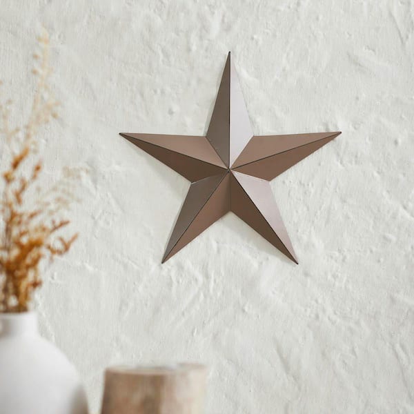1-Piece 12 in. x 12 in. Rust Brown Distressed Metal Star Wall Decor
