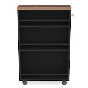 Clarine Brown Storage Cart with Rolling Wheels and Handle for Kitchen, Dinning Room