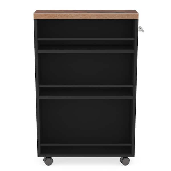 BYBLIGHT Clarine Brown Storage Cart with Rolling Wheels and Handle for Kitchen, Dinning Room