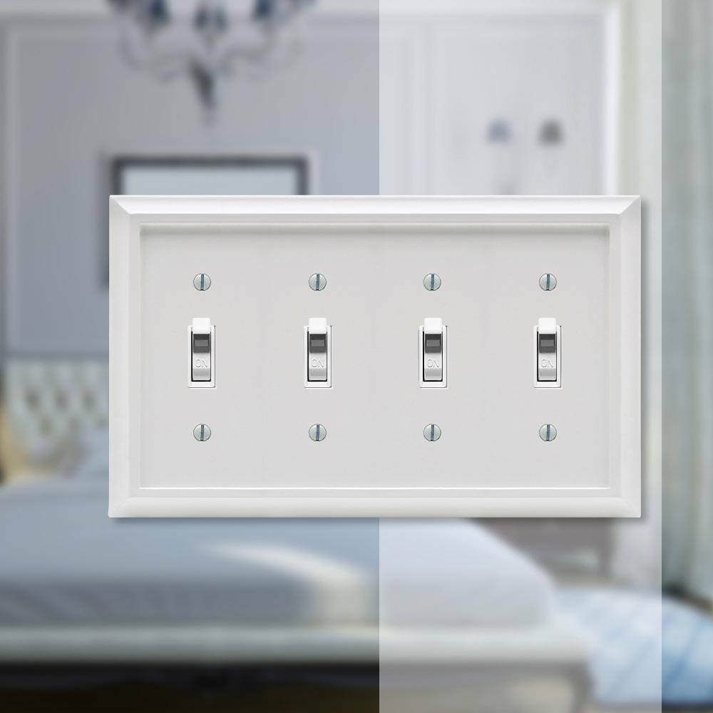 White Composite Quad Toggle Light Switch Wall Plate