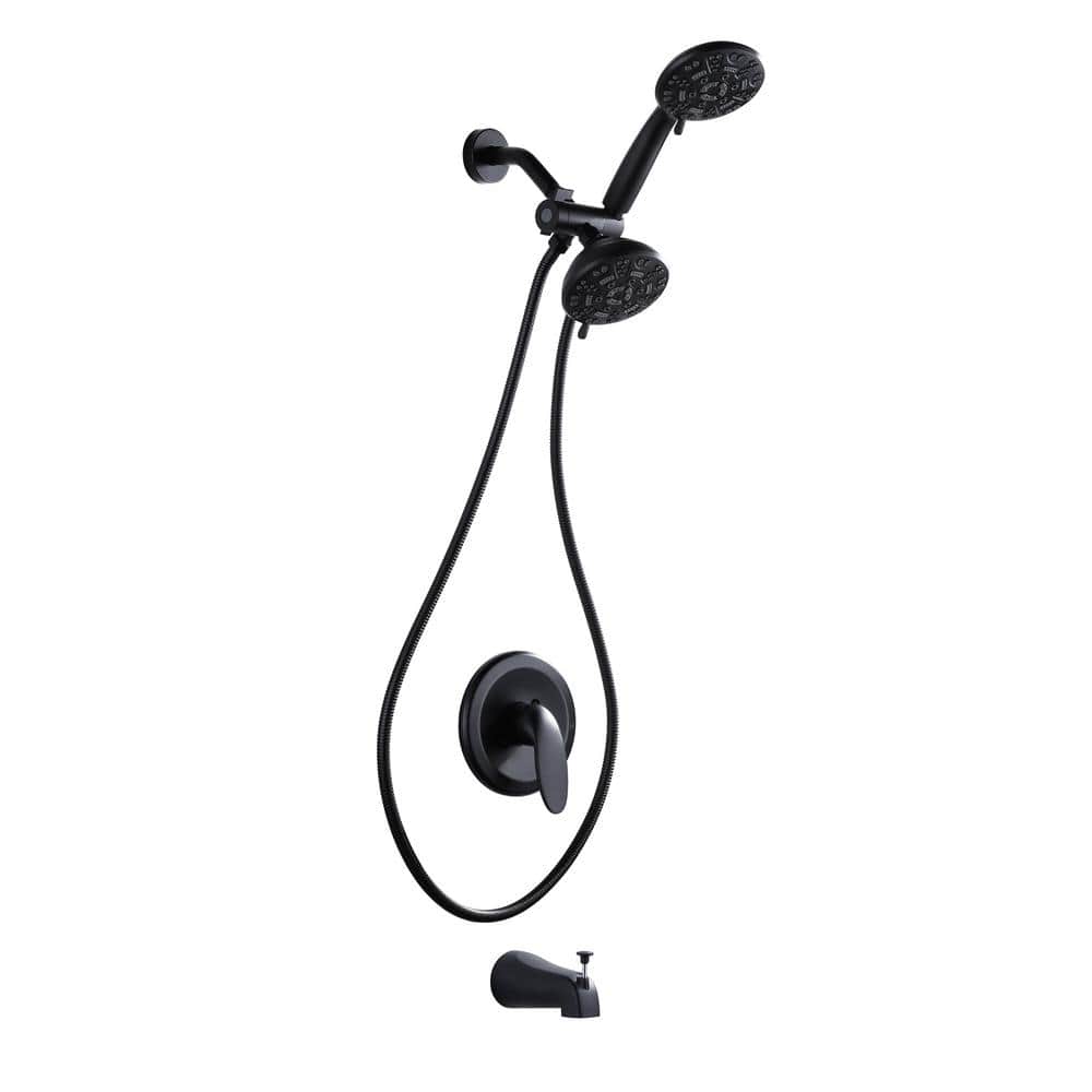 8-Spray 4 in. Wall Mounted Dual 2-in-1 Showerhead Fixed and Handheld Shower Head 1.8 GPM with Tub Spout in Matte Black price history on PriceWatchPro