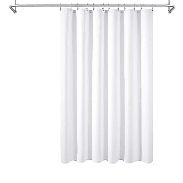72 in. W x 72 in. L Polyester Shower Curtain in White with 1 Shower Curtain Liner, 12 Double-Sided Hooks