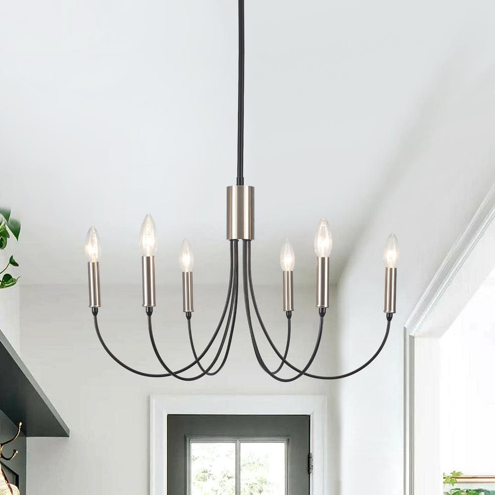 Hook 6 Light Black/Silver Classic Candle Style Chandelier for Kitchen Island Dining Room Living Room Foyer price history on PriceWatchPro