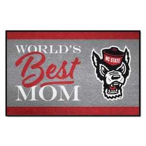 NC State Wolfpack Gray World's Best Mom 19 in. x 30 in. Starter Mat Accent Rug