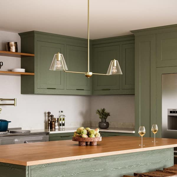 Progress Lighting Avec 40 in. 2-Light Brushed Gold Contemporary Linear Pendant