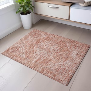 Mayfield Premium Machine Washable Abstract AMF1104 Coral 2 ft. x 3 ft. Area Rug