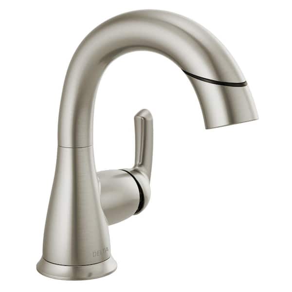 Delta Broadmoor Single Hole Single-Handle Bathroom Faucet with Pull-Down Sprayer in SpotShield Brushed Nickel