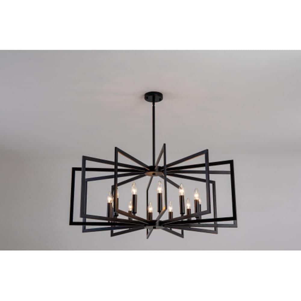Cateno 12 Light Matte Black Linear Chandelier for Dining Room, Hallway, Conference Room with No Bulbs Included price history on PriceWatchPro