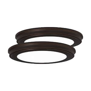 13 in. Oil Rubbed Bronze Color Changing LED Ceiling Flush Mount (2-Pack)