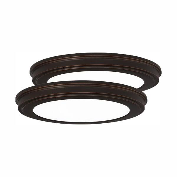 Commercial Electric 13 in. Oil Rubbed Bronze Color Changing LED Ceiling Flush Mount (2-Pack)