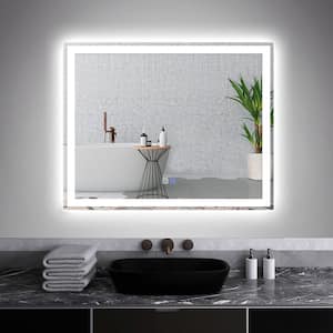 40 in. W x 32 in. H Rectangular Frameless Anti-Fog Backlit Frontlit Wall Mount LED Bathroom Vanity Mirror in Silver