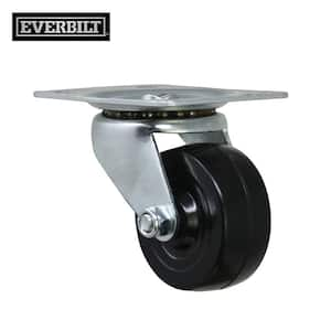 2 in. Black Soft Rubber and Steel Swivel Plate Caster with 90 lb. Load Rating