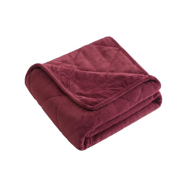 HomeRoots Red Solid Velvet 80 in. x 60 in. 18 lbs. Weighted Blanket
