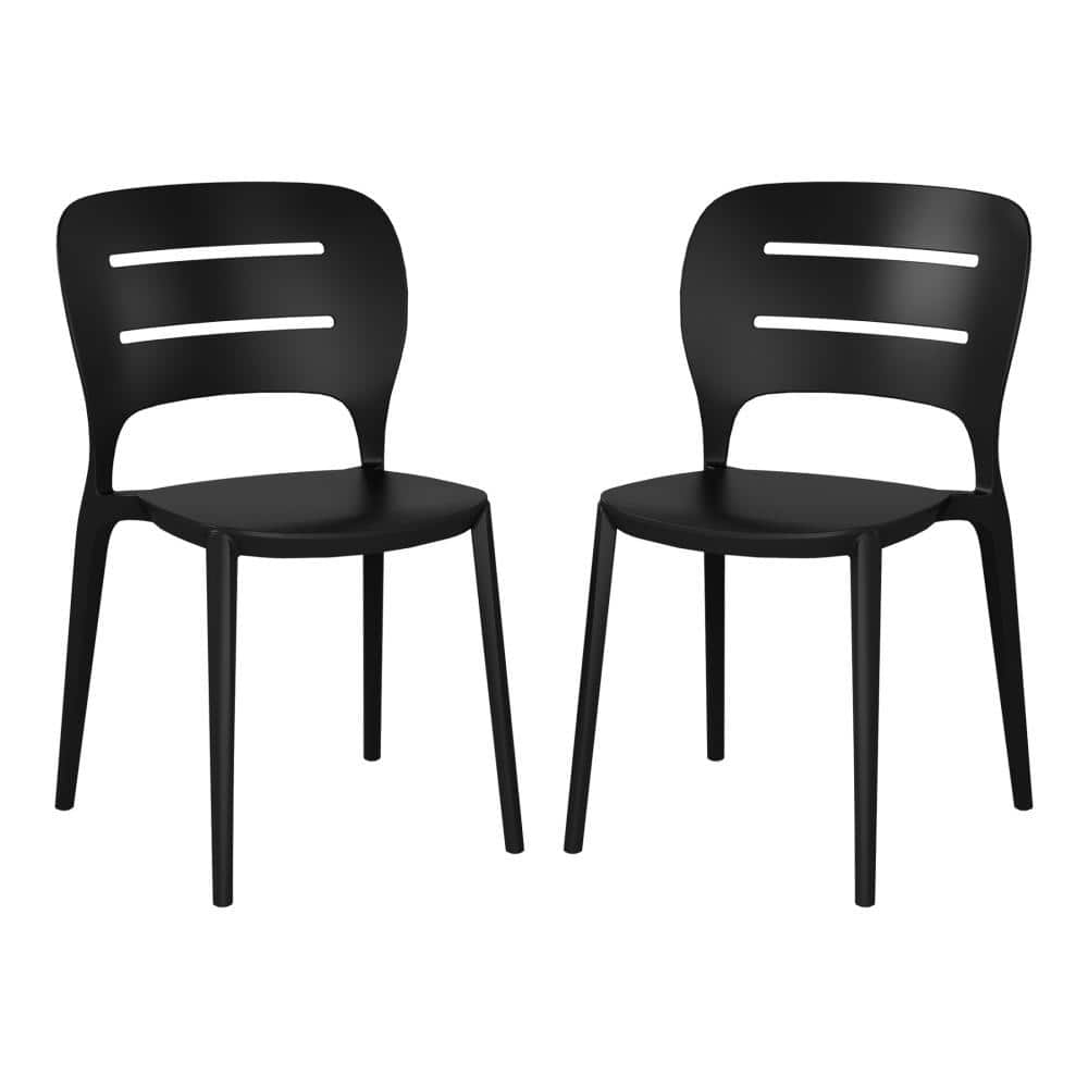 Frond and Form Outdoor Patio Poly Plastic Curved Back Stackable Dining Side Chair (Set of 2), Black price history on PriceWatchPro