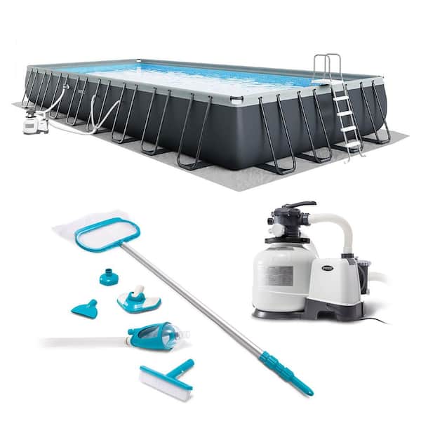 32 ft. x 16 ft. x 52 in. Ultra XTR Rectangular Steel Frame Pool Set with Maintenance Kit