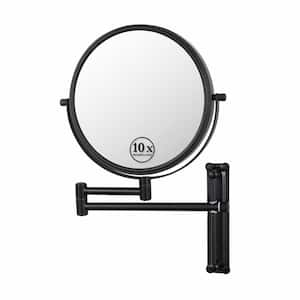 16.7in. W x 13 in. H Round Magnifying Height Adjustable Wall Mounted Bathroom Makeup Mirror in Black