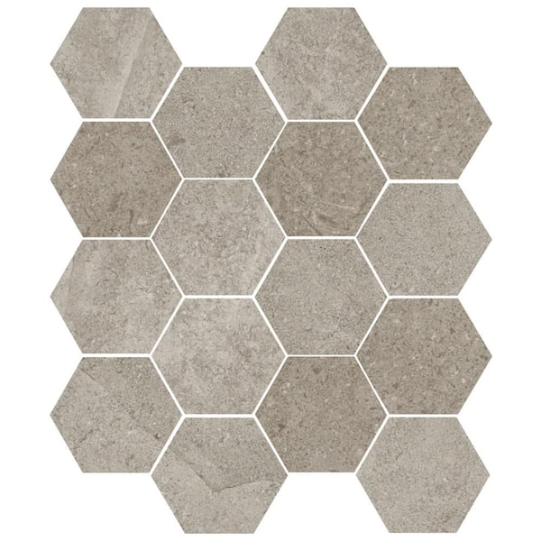Ivy Hill Tile Iris Hex Tortora 4 in. x 0.41 in. Matte Porcelain Floor and Wall Mosaic Tile Sample