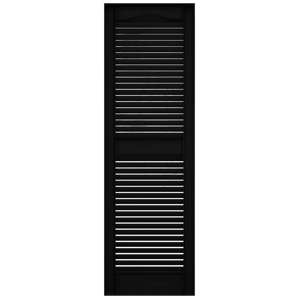 Black Vinyl Raised Panel Exterior Shutters, 14.75" x 67"