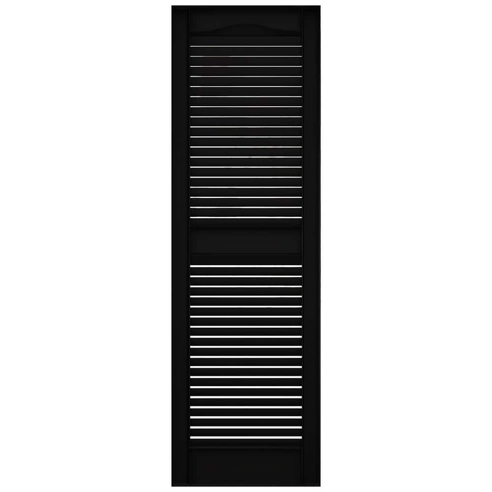 Beige Vinyl Louvered Decorative Shutters, 14.5" x 80"