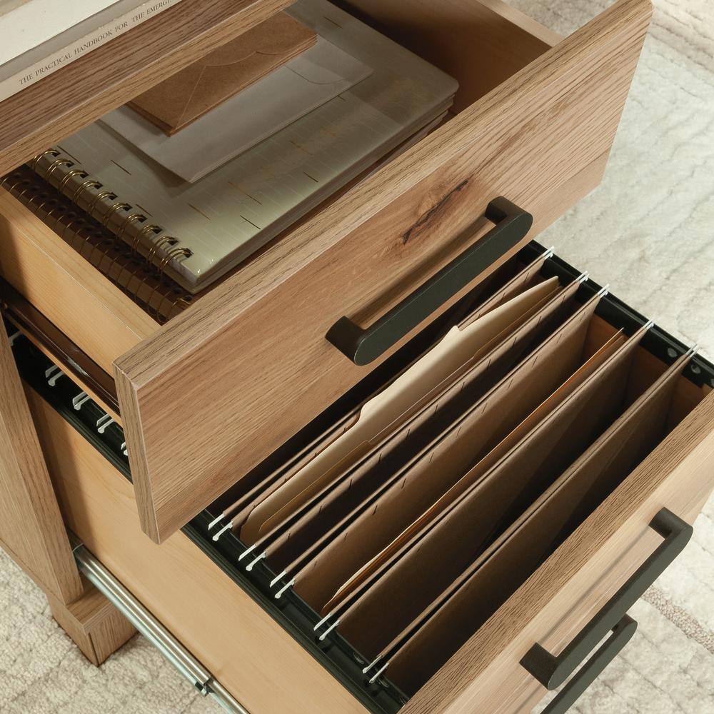 Timber Oak L-Shaped Corner Computer Desk with Drawer and Filing Cabinet