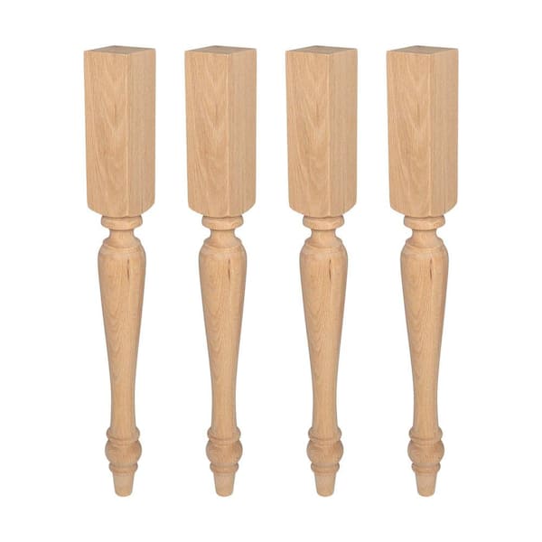 American Pro Decor 35-1/4 in. x 3-1/2 in. Unfinished North American Solid Oak Kitchen Island Leg (Pack of 4)